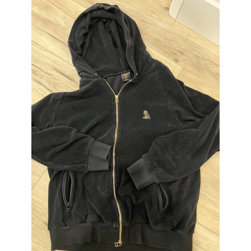 OVO October's Very Own Gold Owl Full Zip Hoodie Black Made in Canada Size L